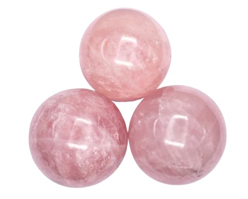 Image of Certified Rose Quartz Crystal Ball for Meditation - Premium Crystal Vastu Items for Home and Feng Shui Items for Good Luck - Ideal for Pooja Supplies and Spiritual Practices (2.5 inch Inch)