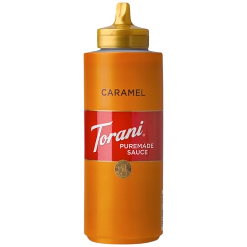 Torani Puremade Caramel Sauce (1 x 468g) – Rich, Buttery Flavour with No Artificial Ingredients – Ideal for Coffee, Milkshakes or Hot Chocolate – Ice Cream Sauce for Desserts, Pancakes & More
