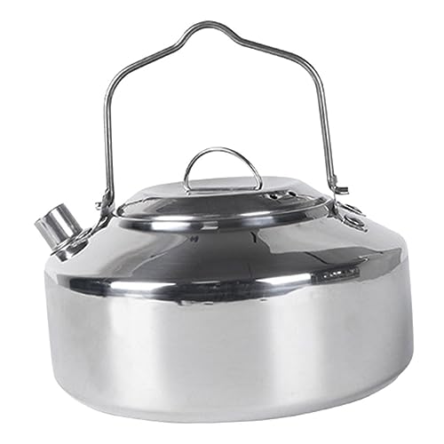VALICLUD Stainless Steel Camping Kettle Portable Water Pot for Outdoor Use Convenient Boiling for Tea and Soup Design Elegant Finish for Hiking and Picnics