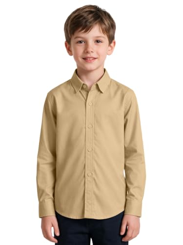 Image of DHTS Boys' Dress Shirts Toddle Boy Long Sleeve Uniform Shirt for Kids