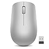 Lenovo 530 – Mouse inalámbrico de tamaño completo para PC, laptop, computadora con Windows – Receptor Nano USB de 2.4 GHz – Diseño ambidiestro – 12 meses de duración de la batería – Gris platino