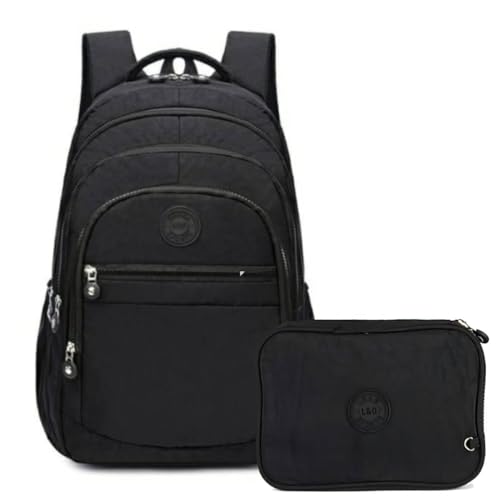 Kit Mochila Escolar Feminina + Estojo Box Grande Bolsa Com Espaço Para Notebook Garrafa Faculdade Trabalho (PRETO)