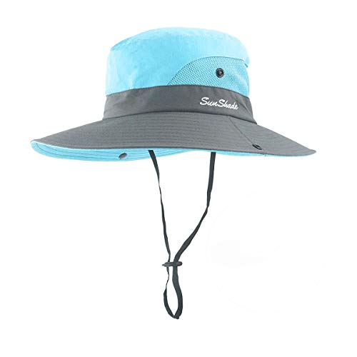 Image of Sun Hats for Women Beach Hat Ponytail Hat Womens Sun Hat with UV Protection Wide Brim