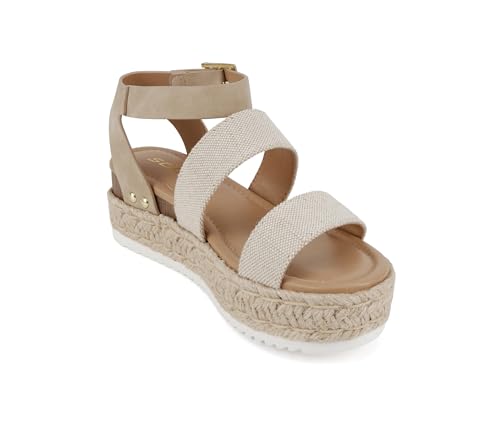 Soda Top Shoe Bryce Open Toe Buckle Ankle Strap Espadrilles Flatform Wedge Casual Sanda4
