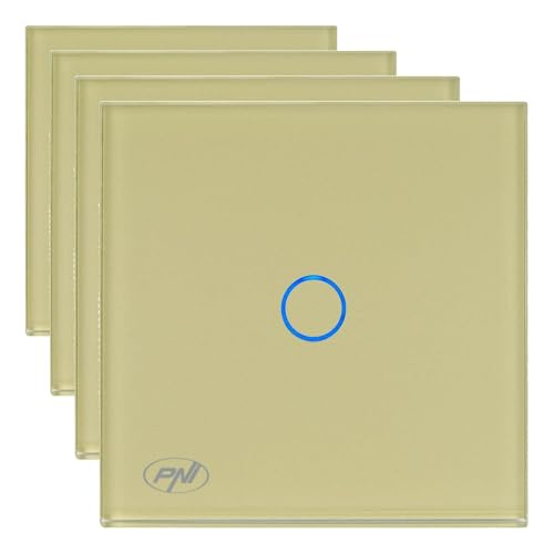 Interrupteur tactile va-et-vient doré PNI SH101G | Lot de 4 design LED
