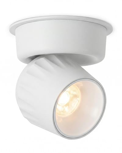 Image of 12W Directional Dimmable Indoor Ceiling Spotlight, Hardwired Fixture | Modern LED Spot Light Indoor, 350 Rotation, Surface Mount Accent Light for Picture Painting Living Room Bedroom, CRI97 White