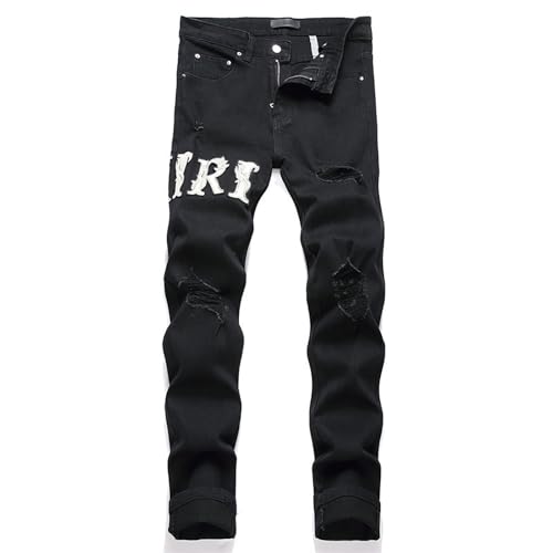 Men's Jeans, Men's Slim-fit Stretch Denim Jeans Featuring a Ripped Stretch Regular Pants