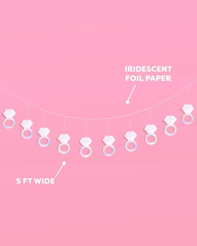 Image of xo, Fetti Diamond Ring 3D Banner - 5 Ft. | Engagement Party Decoration, Tying The Knot Proposal Decor, Bachelorette Backdrop, Just Married, Bridal Shower, She Said Yes