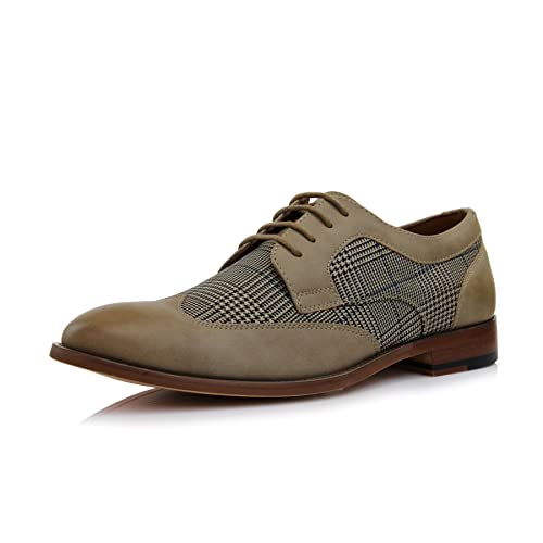 Image of Ferro Aldo Men's Wingtip Oxford Dress Shoes | Classic Brogue & Two-Tone Spectator Styles | Formal Wedding Business Party Shoe