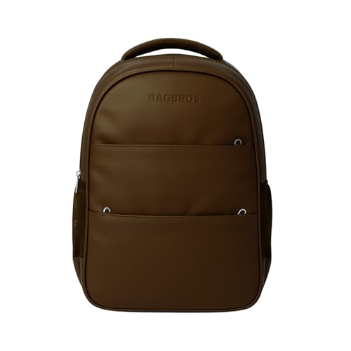 Image of Bagbros 30L Faux Leather Laptop Backpack for Men & Women - Premium Waterproof Anti-Theft Travel Bag with Multi-Pocket Organizer | Work, Gym, Office, College, School Use