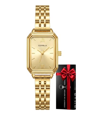 CIVO Reloj Mujer Acero Inoxidable: Reloj Pulsera Dorado Analógico Pequeño Casual   Relojes Mujer Cuarzo Impermeable Rectangular   Regalos Moda para Señora