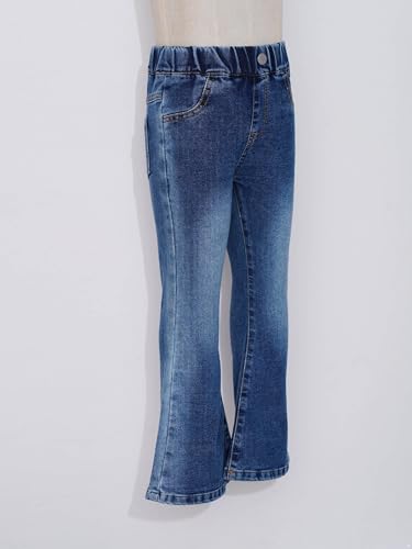 Girls Washed Denim Pants Skinny Flared Jeans Elastic Waistband Bell-Bottoms for Kids 5-16 Years4