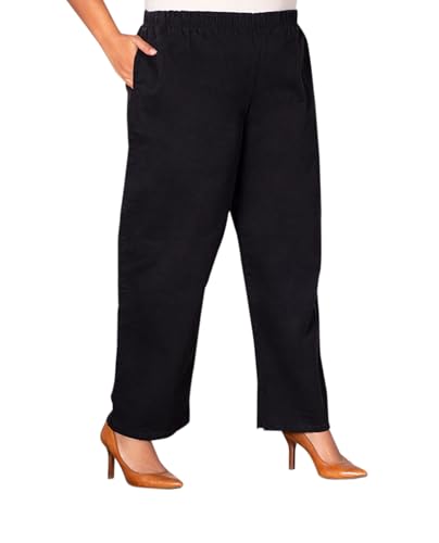 On the Plus Side Wide Leg Stretch Twill Solid Pants
