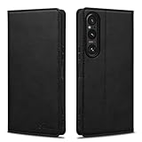 Rssviss Xperia 1 VII 用 ケース 手帳型 SO-51F SOG15 A501SO 手帳型ケース マグネット式 エクスペリア1 vii 用 カード収納 Xperia 1 マーク 7 用 手帳カバー XQ-FS44 6.5インチ W1 ブラック