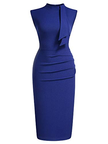 Image of Miusol Women's Retro 1950s Style Half Collar Ruffle Cocktail Pencil Dress