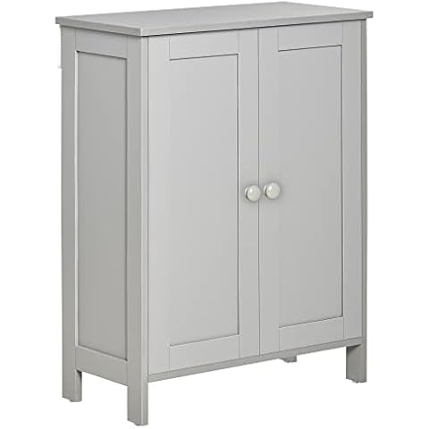 HOMCOM Armario de baño con 2 Puertas y Estantes Interiores Ajustables Cover