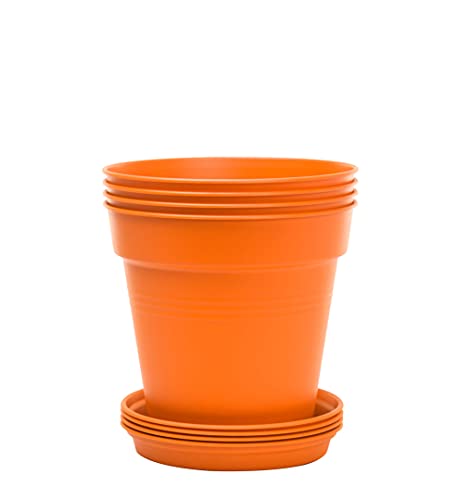 Mintra Home Pots jardin 4 unités, 15cm diamètre, orange