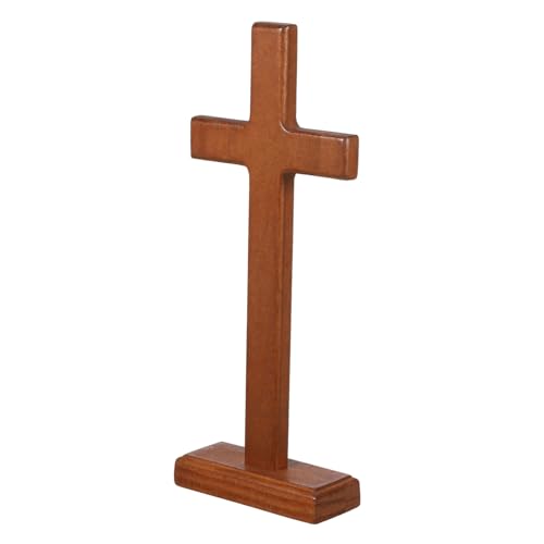 FUNOMOCYA Cruz Católica De Madera Decoración Religiosa De Haya Con Base Estable Para Iglesia Hogar Oficina Adorno De Mesa