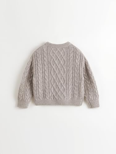 marc & janie Boys 3D Twisted Wool Knit Ribbed Sweater Crew Neck Drop Shoulder Sweaters Tops 2417673