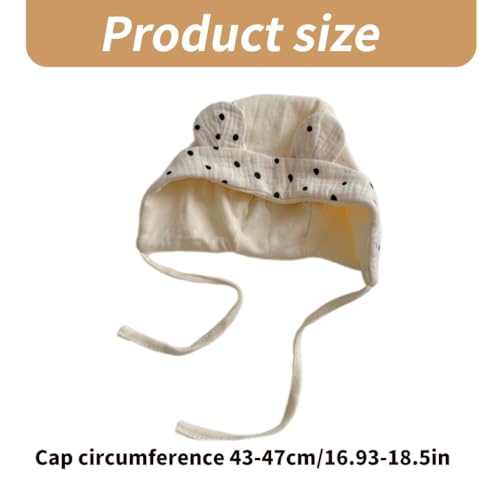 Baby Bonnet Hat with Earflaps for Boys Girls,Spring Autumn Infant Cotton Fetal Caps with Fashionable Decors Khaki3