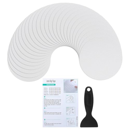 PATIKIL Bathtub Non Slip Stickers, 20 Pack Safety Shower Floor Anti Slip Stickers with Adhesive Decals Scraper for Bath Tub Shower Floor Stair, Clear