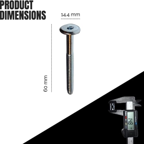 Silver Cot Bed Bolt Kit - 6mm M6 x 60mm - 6 Bolts, 6 Nuts, 1 Allen Key - Easy Furniture Repair & Assembly for Beds and Cots