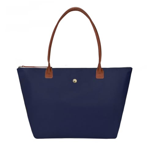 GM LIKKIE Bolsa feminina dobrável de nylon, bolsa de ombro leve com alça superior, bolsa Hobo espaçosa para trabalho e viagens, Azul escuro