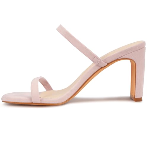 Image of Carcuume Women's Square Toe Two Strap Open Toe Block Heels Sandals Slip On Shoes