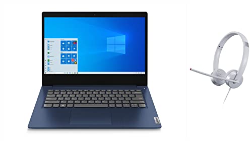 Image of Lenovo IdeaPad Slim 3 i3 10th Gen 14 inch (35.56cm) FHD Thin & Light Laptop (4GB /256GB SSD /Windows 10 /MS Office /Abyss Blue /1.6Kg), 81WD010TIN 100 Stereo Analog Headset (3.5mm Jack, 30mm Drivers)