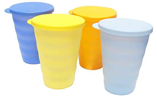 Tupperware Impressions Tumblers Set of 4 Flat Seals No Straw Holes Summer Colors