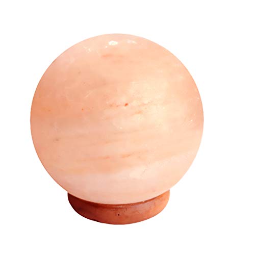 H HANSEL HOME Lámpara de Sal del Himalaya Natural Esfera Grande 3 5 Kg + 1 Bombilla de Led de Repuesto Enchufe Europeo