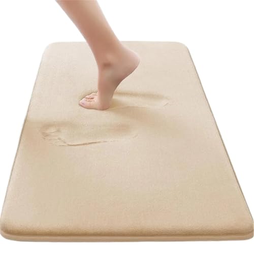 Super Absorbent Floor Mat Super Absorbent Bath Mat Non Slip Rug Bathroom Carpets Soft Memory Foam Floor Mat Bedroom(Beige)
