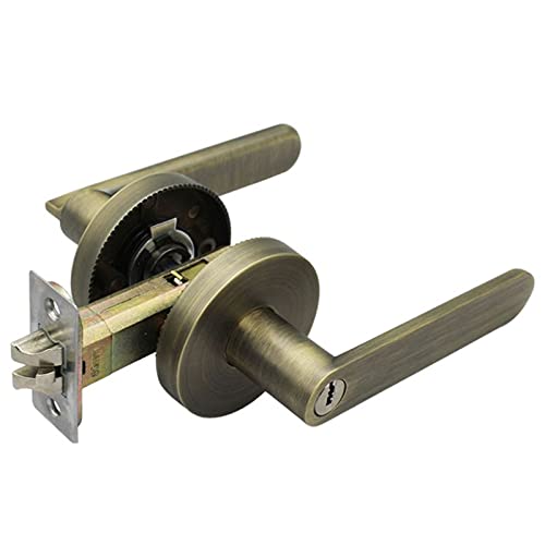 XMGJ Serrure Ensemble Poignée De Porte Serrures Canal Carré Masque De Confidentialité Intérieur Chambre Salle Salle De Bain Trois Barres Serrure De Porte Sphérique,Bronze Cover