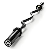 LIONSCOOL Olympic Barbell，Straight Bar and EZ Curl Bar, 2 Inch Barbell Bar for Strength Training, Weightlifting and Powerlifting (EZ Curl Bar)