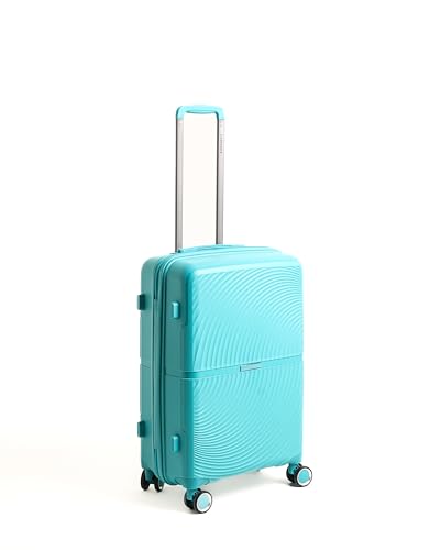 Image of Florence Cabin Trolley Bag 53 cm | Polypropylene Hard Luggage Suitcase | Lightweight Travel Bag | 360 Spinner Wheels | Combination Lock | Anti-Theft Zippers | Durable & Stylish | Cyan