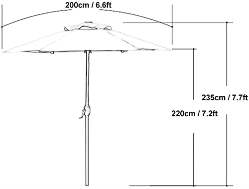 Parasol para mesa de jardín CLSDRZC sombrilla de playa y piscina roja con manivela 3