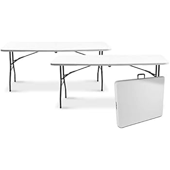 Idmarket Lot De 2 Tables Pliantes Portables Pour Camping Ou Reception 180 Cm Amazon Fr Jardin