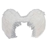 Color: blanco, Tamaño aproximado: 45 x 35 cm, Incluyen tirantes de goma elástica para que queden firmemente colocadas, Fabricadas con plumas naturales, Ideales para completar tu disfraz de ángel, hada, etc