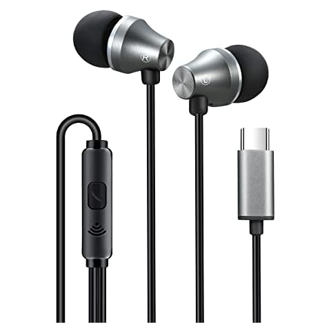 iRAG A101C USB C Headphones Earbuds with Microphone - Wired Type C Plug in in-Ear Earphones for Samsung Galaxy, Google Pixel and Most USB C Devices (Gun Metal) Cover