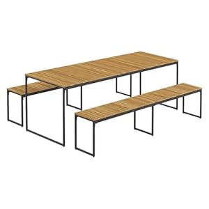 OUTLIV. Gartenmöbel-Set Floris 3-teilig Schwarz/Teaklook