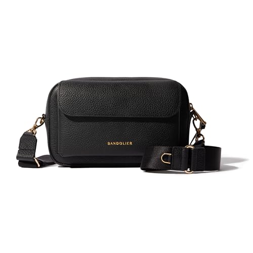 Image of Bandolier Miller Bag | Crossbody Bag for Women & Men | 100% Genuine Pebble Leather, Gold Hardware, Adjustable & Removable Strap, Zipper Top Opening & Exterior Phone Pocket | Perfect for Travel