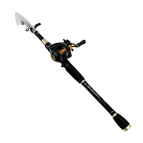 Combo de caña de pescar y carrete de fibra de carbono portátil, carrete de cebo 17+1BB, caña de pescar