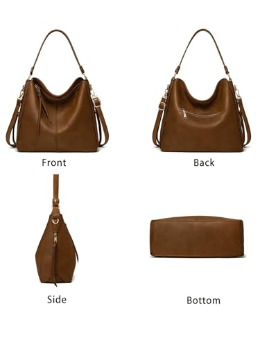 Image of ITALISH Brown Hobo Shoulder Handbag for Women in Faux Leather 39 x 33 x 13 cm