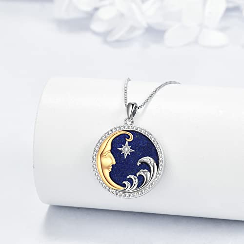 Moon/Lighthouse Necklace 925 Sterling Silver Abalone/Lapis Lazuli Lotus Flower Necklace for Women Crescent Jewelry Gift3