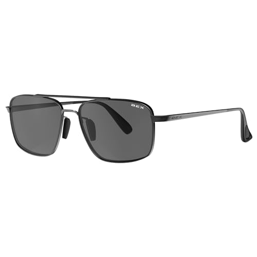 BEX Accel Sunglasses - Unisex Aviators with Polarized Lenses for High-speed Activities & Racing - Includes Case & Tools (MATTE BLACK/GRAY)