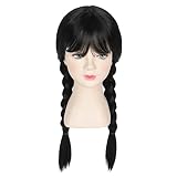 Miss U Hair Girls Kids Long Straight Black Braided Wig with Bangs Halloween Party Wig