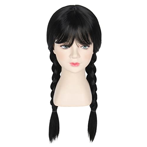 Miss U Hair Girls Kids Long Straight Black Braided Wig With Bangs Halloween Party Wig #TOP11