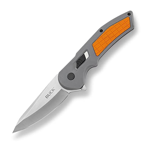 Buck Knives 261 Hexam Folding Pocket Knife, 3.35' Stainless Steel Blade, Pocket Clip (Gray/Orange)