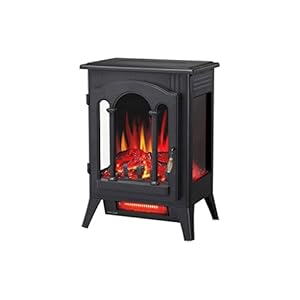 ATsuyo Vrijstaande open haard infraroodverwarming realistische vlameffecten instelbare helderheid verwarmingsmodus voor woonkamer (kleur: Argento)