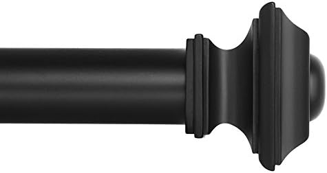Ivilon Drapery Treatment Window Curtain Rod - Square Design 1 1/8 Rod. 48 to 86 Inch. Black